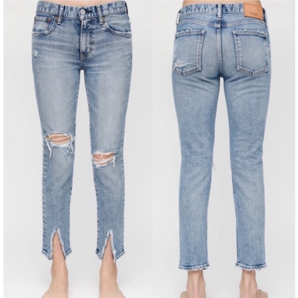 Moussy Vintage MV Ithan Skinny Jeans Light Blue Size 30 Distressed Denim Revolve